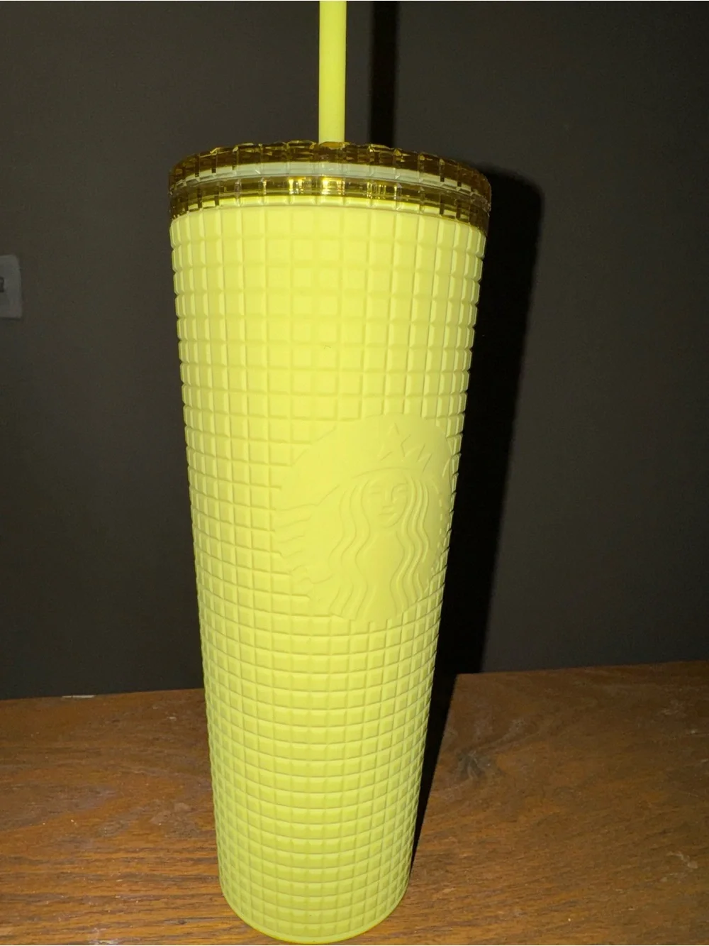 Starbucks Lemon Yellow Studded Cold Cup with Straw